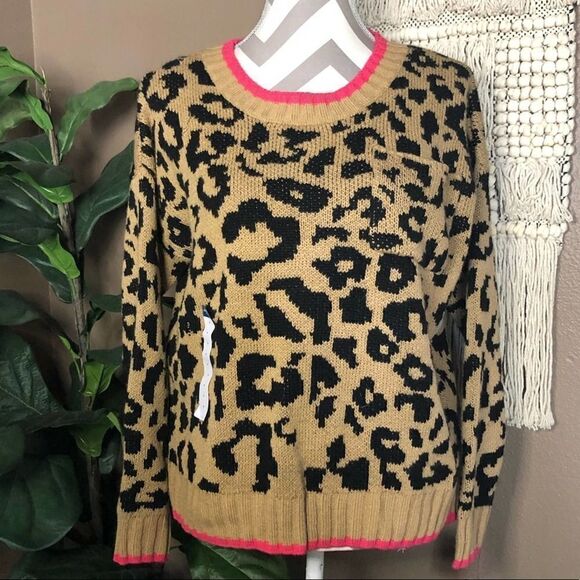 NWT Arizona Jean Co Leopard Pink Acrylic Sweater - Picture 8 of 9